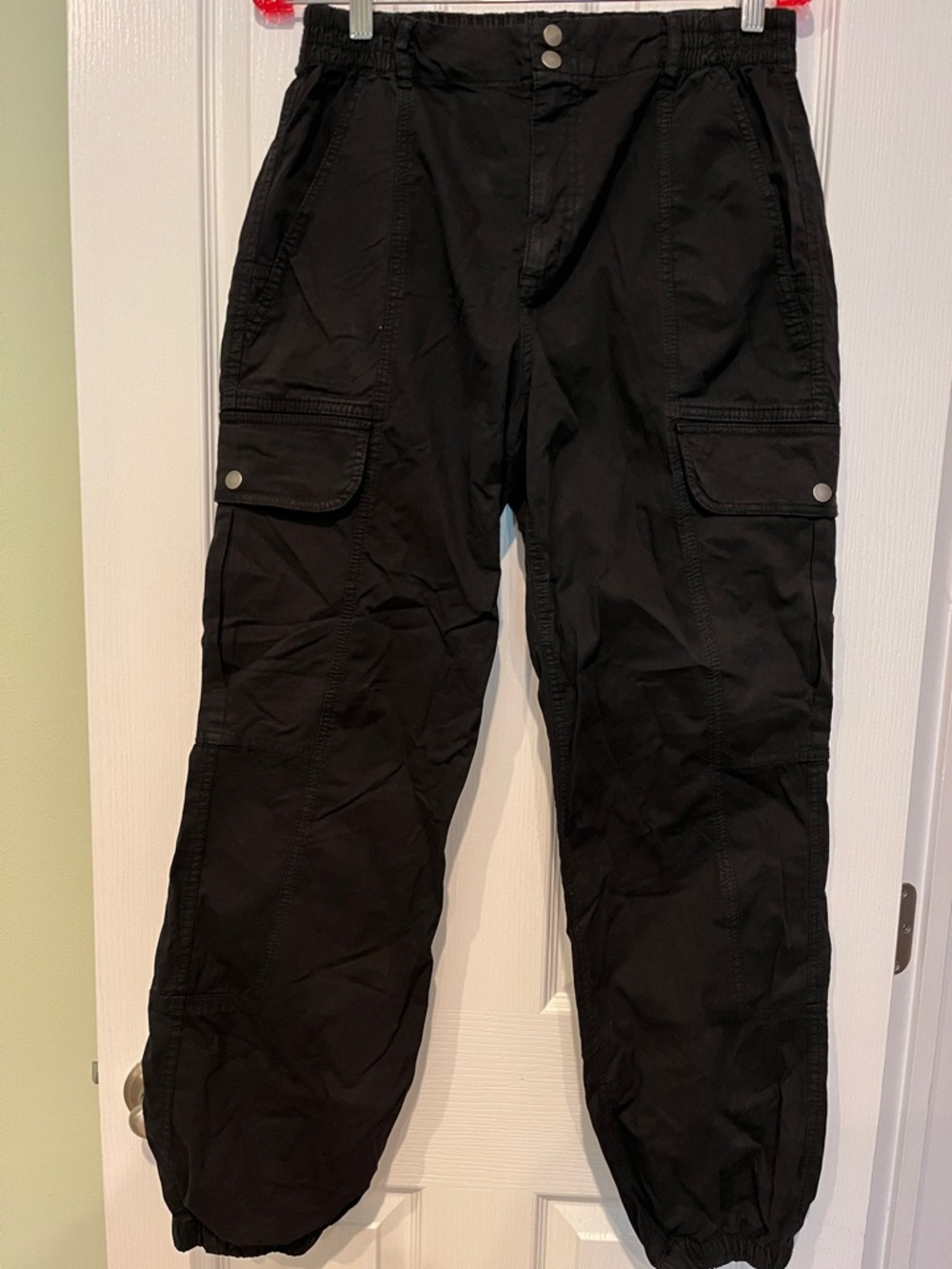 Garage Black Cargo Pants with Snap Flap Pockets